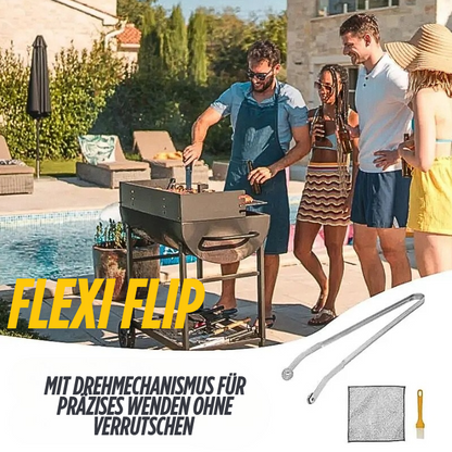 Drehen. Grillen. Genießen. – Flexi Flip – Die Zange, die mitdenkt