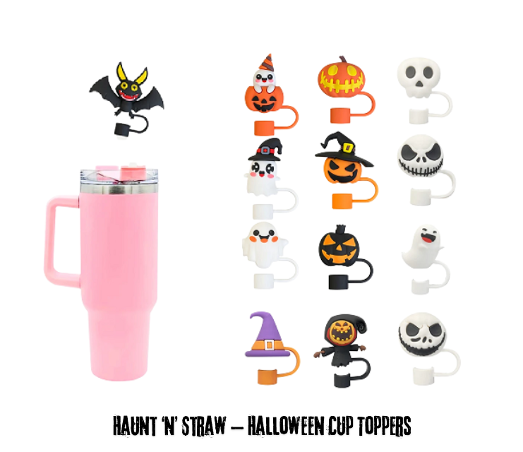 Ideales Accessoire für Stanley-Cups und Thermo Treks: Haunt ‘n’ Straw – Halloween Cup Toppers