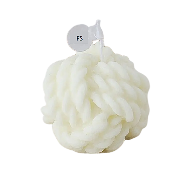 Stylische Kerze im Wollknäuel-Knoten-Design