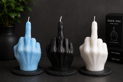 Handgefertigte Wachskerze im Mittelfinger-Style