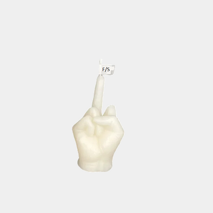 Handgefertigte Wachskerze im Mittelfinger-Style